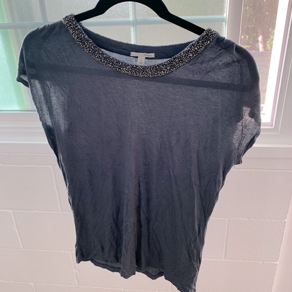 Halogen Beaded grey top Petite S & M Available